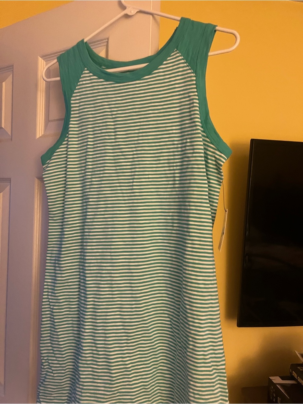 Sonoma Green and White Striped casual dress